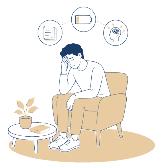 Ilustração relacionada ao burnout e ao esgotamento emocional